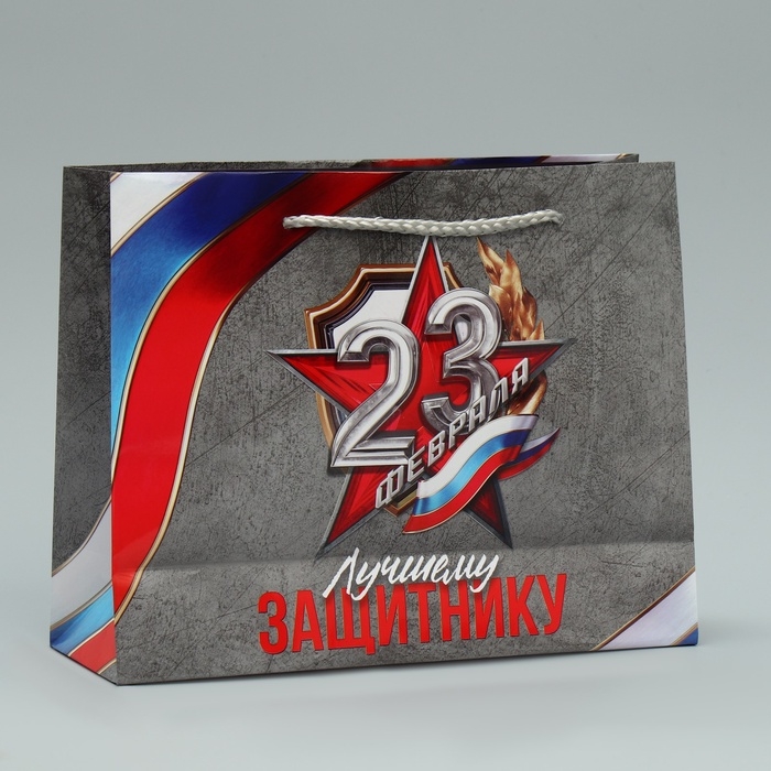 Пакет подарочный ламинированный, упаковка, «Лучшему защитнику», MS 23 х 18 х 8 см Пакет подарочный ламинированный, упаковка, «Лучшему защитнику», MS 23 х 18 х 8 см