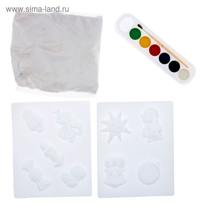 Набор для отливки барельефов «Ёлочные игрушки. Рождество», с красками Набор для отливки барельефов «Ёлочные игрушки. Рождество», с красками