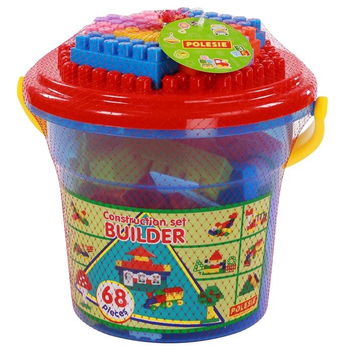 Конструктор «Строитель», 68 элементов, в ведре макси с крышкой Конструктор «Строитель», 68 элементов, в ведре макси с крышкой