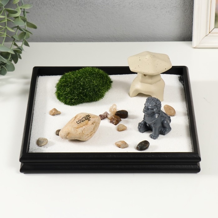 Сад камней Дзен  Сад камней Дзен "Каменный лев" песок 24х24х10,5 см