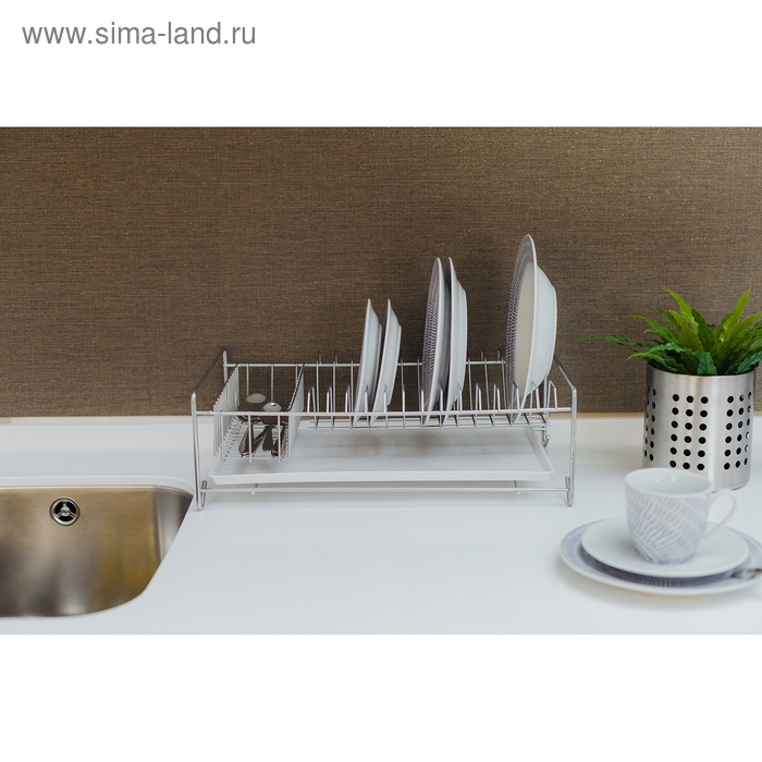 Сушилка для посуды с поддоном, 40×23×15 см, цвет хром