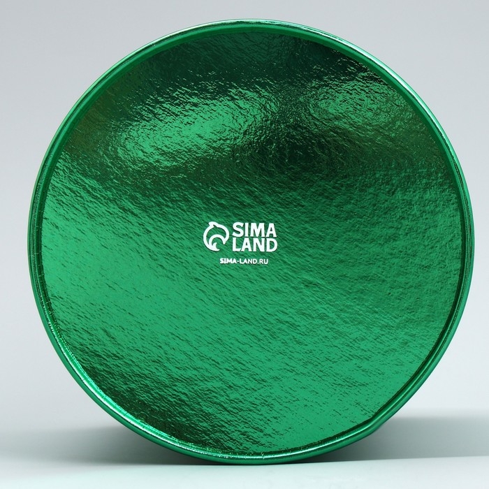 Набор коробок 2в1 круглые «С Новым годом!», зелёный металлик, 12 х 12, 15 х 15 см, Новый год