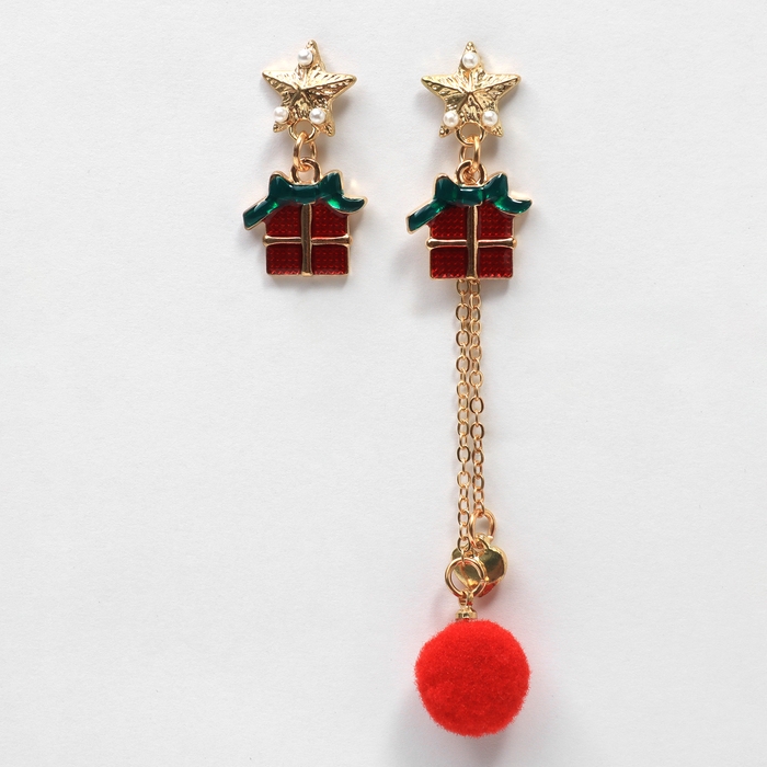 Новый год! Серьги «Новогодние» подарки, цветные в золоте Новый год! Серьги «Новогодние» подарки, цветные в золоте