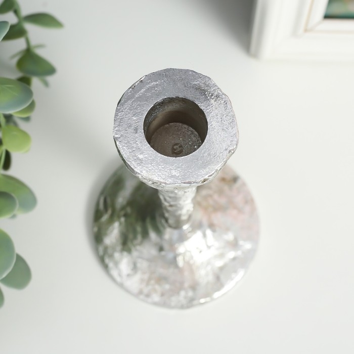 Подсвечник полистоун на 1 свечу Подсвечник полистоун на 1 свечу "Голиаф" серебро 14х8х8 см