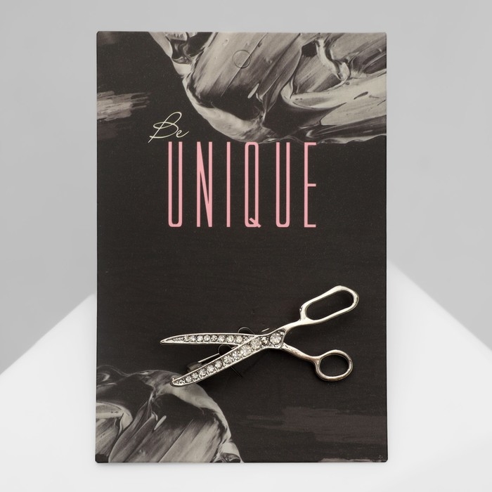 Брошь «Ножницы», цвет белый в серебре Брошь «Ножницы», цвет белый в серебре