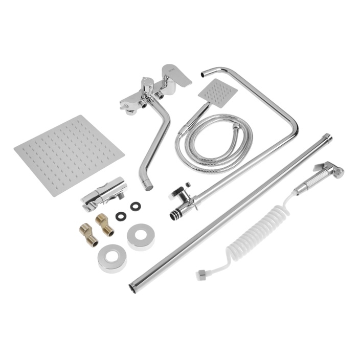 Душевая система ZEIN Z3867, смеситель, тропическая и ручная лейка, латунь, хром Душевая система ZEIN Z3867, смеситель, тропическая и ручная лейка, латунь, хром