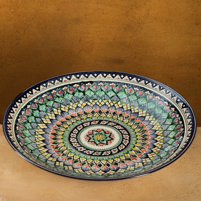 Ляган Риштанская Керамика  Ляган Риштанская Керамика "Узоры", 42 см, синий микс