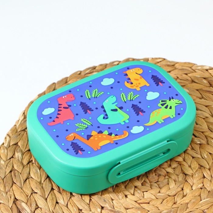 Ланч-бокс с декором, 980 мл, 18×13×5 см, цвет зелёный Ланч-бокс с декором, 980 мл, 18×13×5 см, цвет зелёный