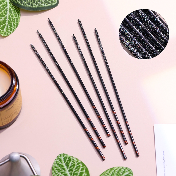 Набор свечей в торт, 6 штук Набор свечей в торт, 6 штук "Сияние", чёрный, 17 см