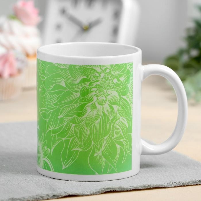 Кружка сублимация Кружка сублимация "Евгения" цветы, 320 мл, с нанесением