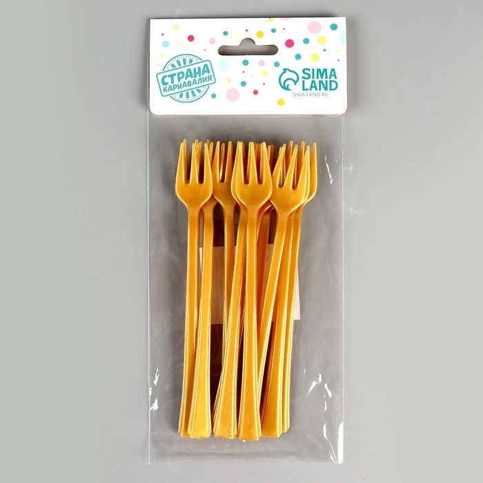 Вилки пластиковые, в наборе 12 штук, цвет золото Вилки пластиковые, в наборе 12 штук, цвет золото
