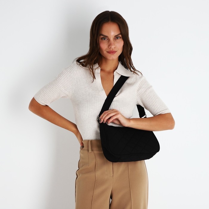 Сумка-багет на молнии, цвет чёрный Сумка-багет на молнии, цвет чёрный