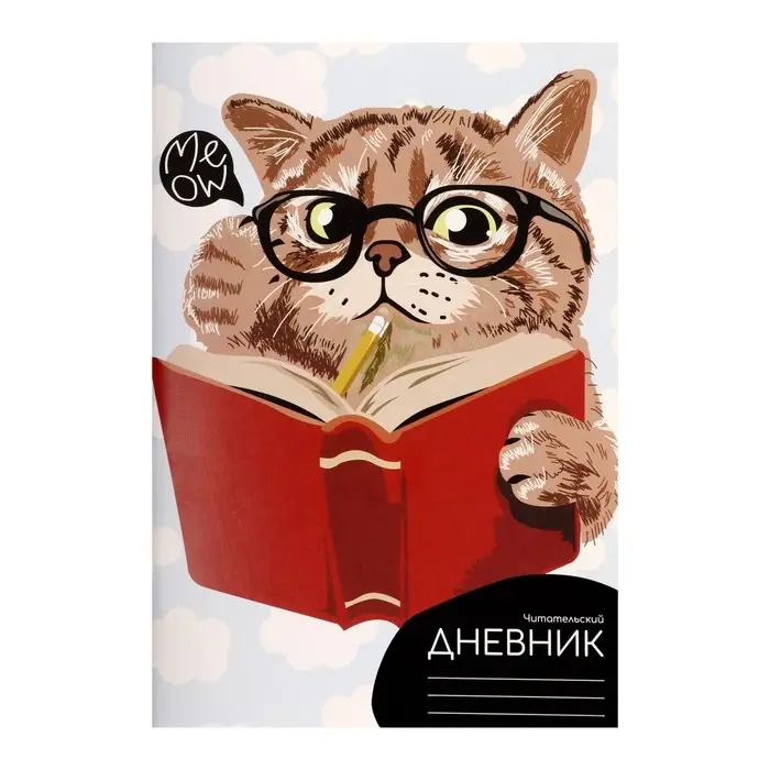 Читательский дневник 48 листов  Читательский дневник 48 листов "Учёный кот", обложка мелованный картон