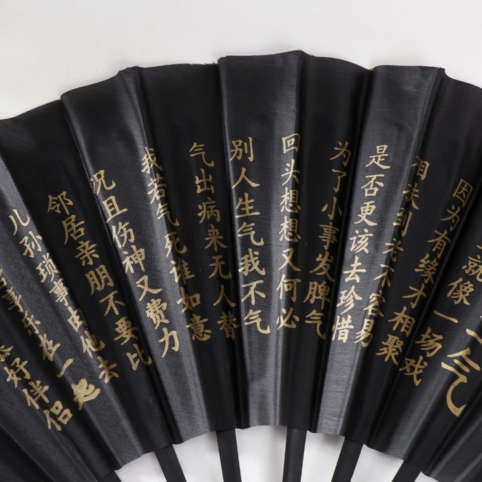 Веер пластик, текстиль h=26,5 см  Веер пластик, текстиль h=26,5 см "Иероглифы. Философия"