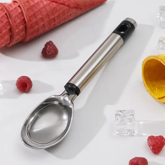 Ложка для мороженого Доляна Fargo, 19,5×4,5 см, цвет серебристый Ложка для мороженого Доляна Fargo, 19,5×4,5 см, цвет серебристый