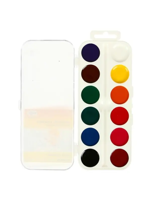 Акварель медовая &laquo;Гамма. Юный художник&raquo;, 12 цветов, без кисти, пластик