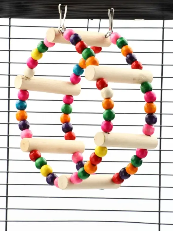 Игрушка для птиц &laquo;Качели с бусинами&raquo;, 20 см, 6 ступеней, цвет МИКС