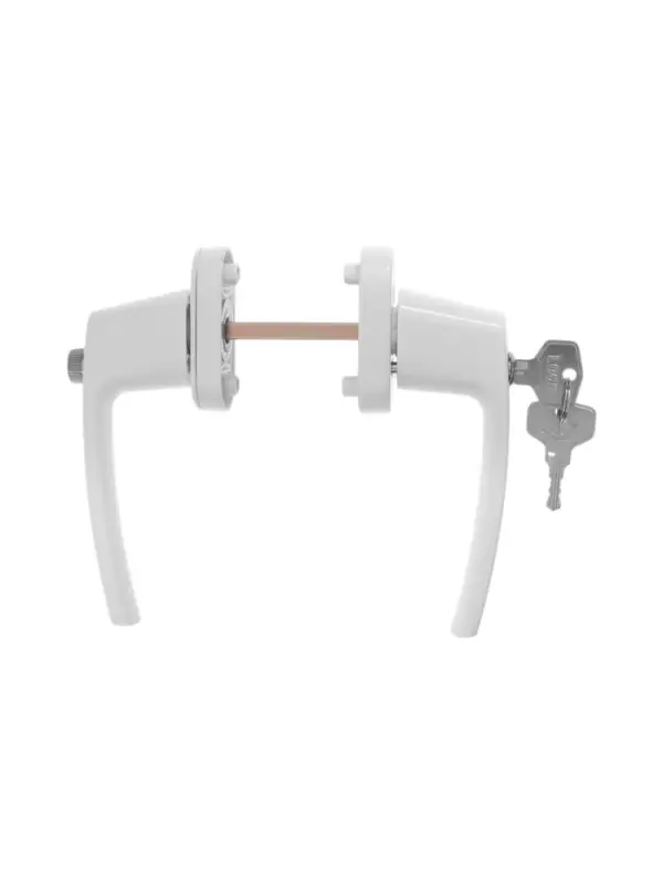 Ручка для окон ПВХ ТУНДРА с замком, алюминий, 32 мм, цвет белый, набор 2 шт