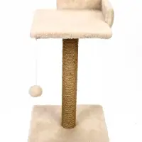 Когтеточка-столбик Petmil &laquo;Релакс&raquo;, 60&times;35&times;35 см, с полкой - лежанкой и игрушкой, джут, бежевая