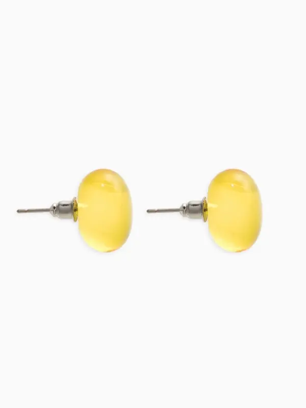 Серьги пластик "Монпансье" круг 1,5см, цвет жёлтый