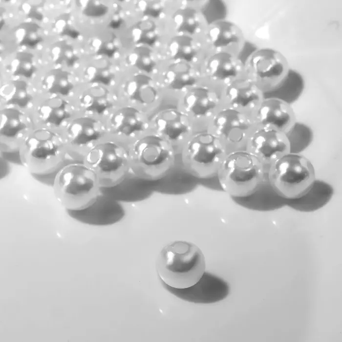 Бусины &laquo;Жемчуг&raquo;, 0.8 см, (набор 100 шт.), №8, отверстие сквозное, белые