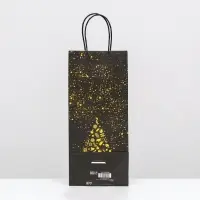 Пакет подарочный новогодний под бутылку, упаковка «Новогодняя ёлка» 14×8×32 см