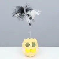 Игрушка-неваляшка с кошачьей мятой и пером, 9.5 см, жёлтая