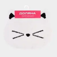 Коврик Доляна White Cat, 50.5&times;61 см, ворс 1.5 см, микрофибра, белый