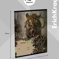Тетрадь 24 листа в клетку ErichKrause Stay Wild, 60 г/м&sup2;, обложка мелованный картон, МИКС