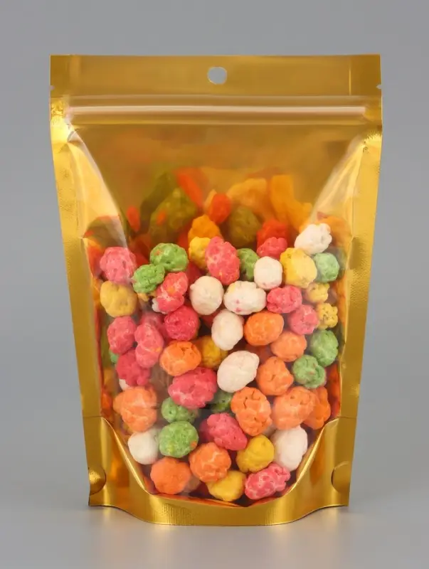 Пакет дой-пак, матовый, золотой, с прозрачной стенкой,14&times;20&times;8 см