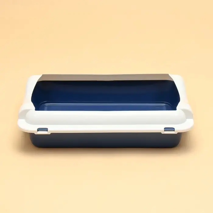 Туалет для кошек, 36&times;26&times;9 см, средний, с бортом, пластик, синий, белый