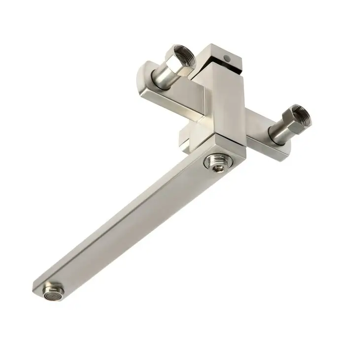 Смеситель для ванны ZEIN, квадрат, излив 35 см, с душевым набором, нержавеющая&nbsp;сталь, сатин