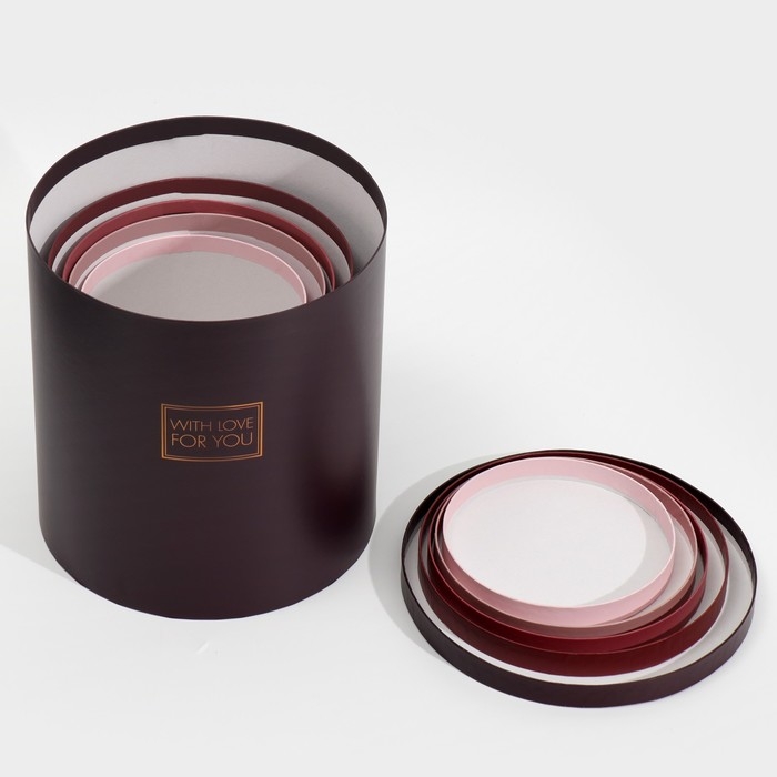 Набор круглых коробок 5 в 1, упаковка подарочная, «Пантон 06»,15 х 15 х 15 - 23 х 23 х 25 см