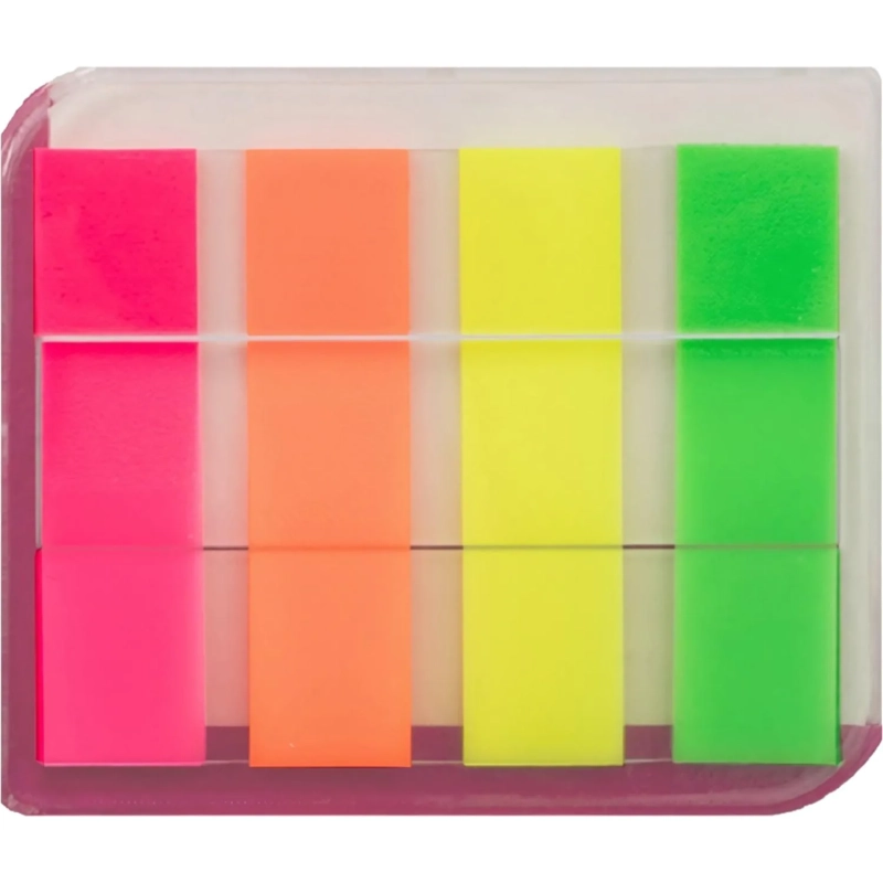 Клейкие закладки пласт. 4цв.по 20л. 12ммх45 Attache диспенсер