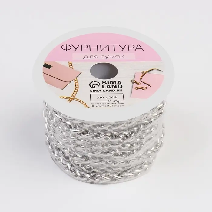 Цепочка для сумки, железная, 8.5&times;6.2 мм, 3 &plusmn; 0,1, м цвет серебряный