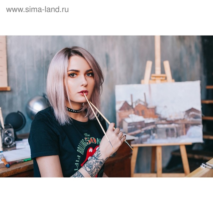 Набор кистей Синтетика 5 штук ЗХК Набор кистей Синтетика 5 штук ЗХК "Сонет №3" (круглые №: 2,6; плоские №: 4,8,12) длинная ручка