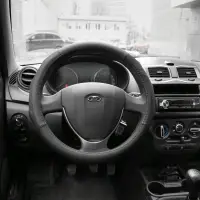 Оплетка на руль (нат. кожа) AVS GL-930M-B (размер M, черный) - Серия "Classic"