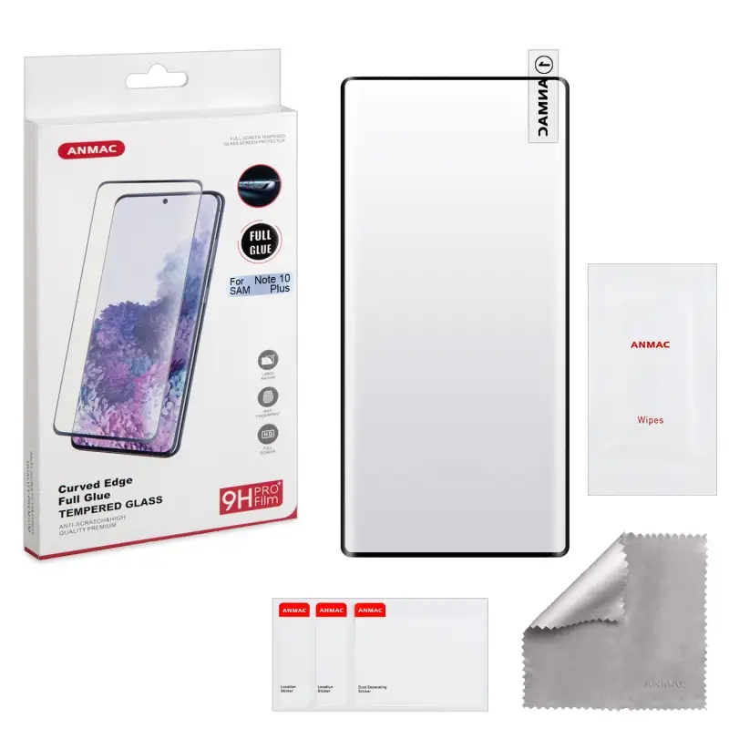 Защитное стекло Samsung Note 10 Plus Full Glue (полный клей) ANMAC Арт. 1137382