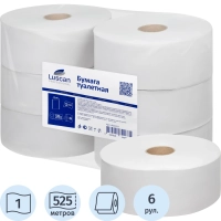 Бумага туалетная д/дисп Luscan Professional 1сл натур втул 525м 6рул/уп