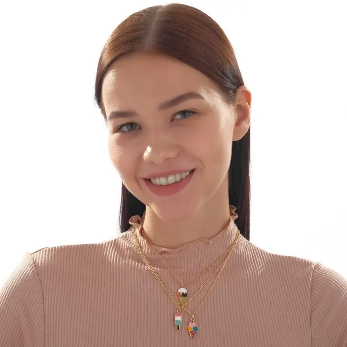 Кулоны парные на цепочке &laquo;Виды мороженого&raquo;, 45 см, цветные в золоте