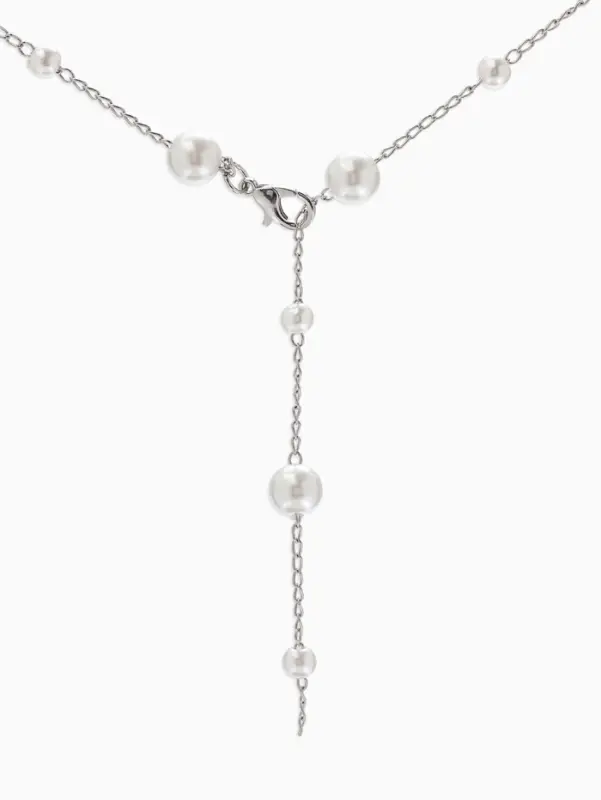 Кулон-трансформер &laquo;Россыпь жемчуга", регул-я застежка, бус №6,8,L=50см, цвет белый в серебре   10969