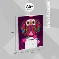 Тетрадь 18 листов в клетку, ErichKrause Flower Owl, обложка мелованный картон, с принтом