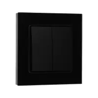 Выключатель TOT Glossy Glass, 10 А, 2 клавиши, скрытый монтаж, стеклянная рамка, чёрный