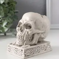 Подсвечник «Череп на пьедестале», 10×7×10.5 см, серый