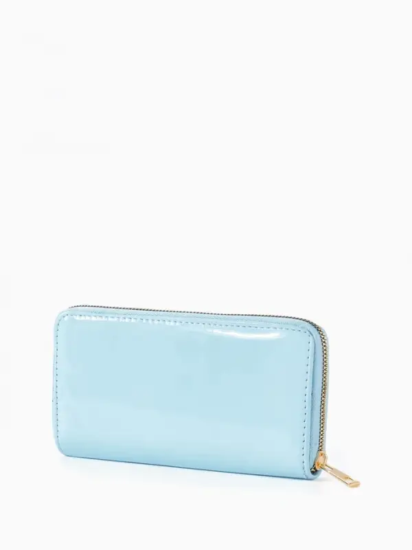 Кошелёк женский на молнии, 20&times;2&times;10 см, лаковый, голубой
