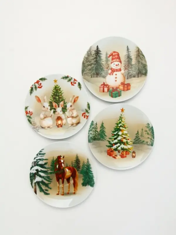 Посуда новогодняя «Новый Год», набор 4 предмета: тарелка Посуда новогодняя «Новый Год», набор 4 предмета: тарелка
