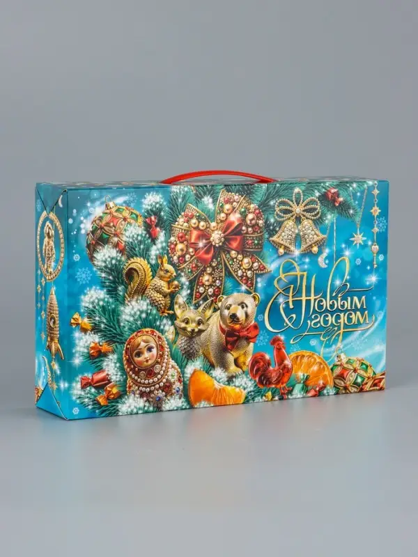 Подарочная коробка новогодняя Подарочная коробка новогодняя "МалаХит" 25 х 5 х 15 см