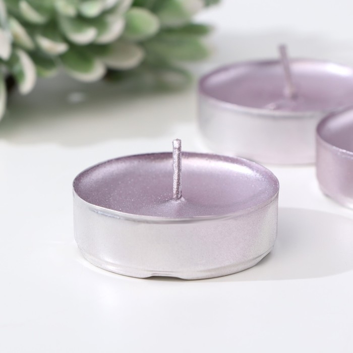 Свеча в гильзе Свеча в гильзе "Шайба", Розовая , 6 шт