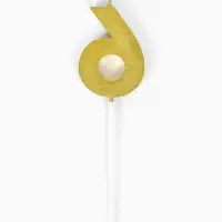 Свеча для торта &laquo;Элемент&raquo;, цифра "6" золотая