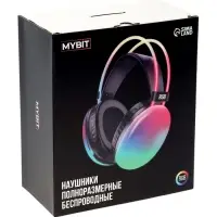 Наушники беспроводные, полноразмерные, Mybit W-33, RGB подсветка, Bluetooth 5.3, 800 мАч, Type-C, RGB подсветка, зелёные